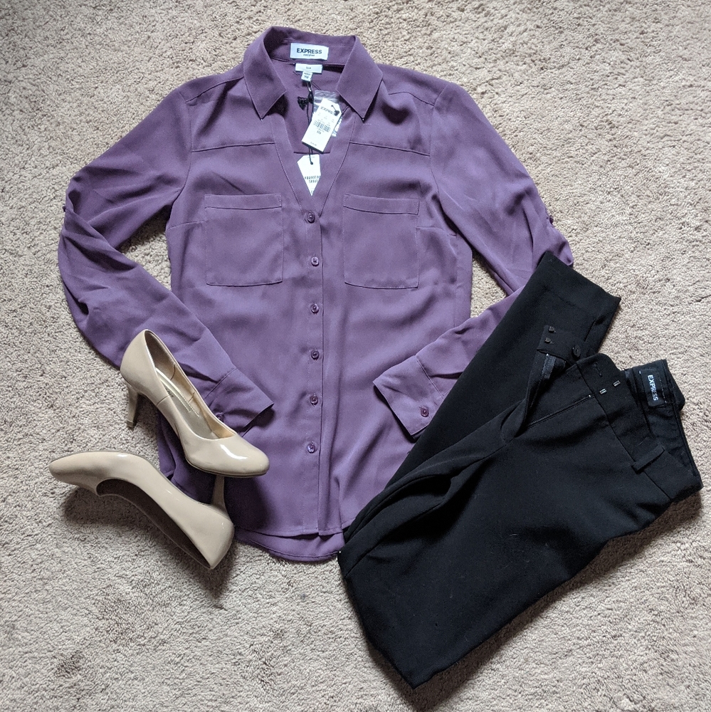 NWT Purple Express Portofino long sleeve blouse